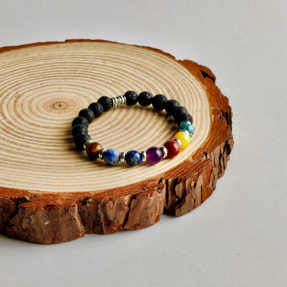 7 Chakra Natural Stone Lava Bracelet