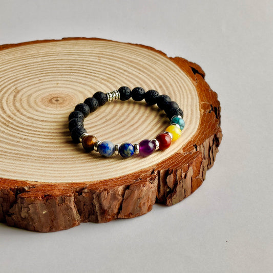 7 Chakra Natural Stone Lava Bracelet